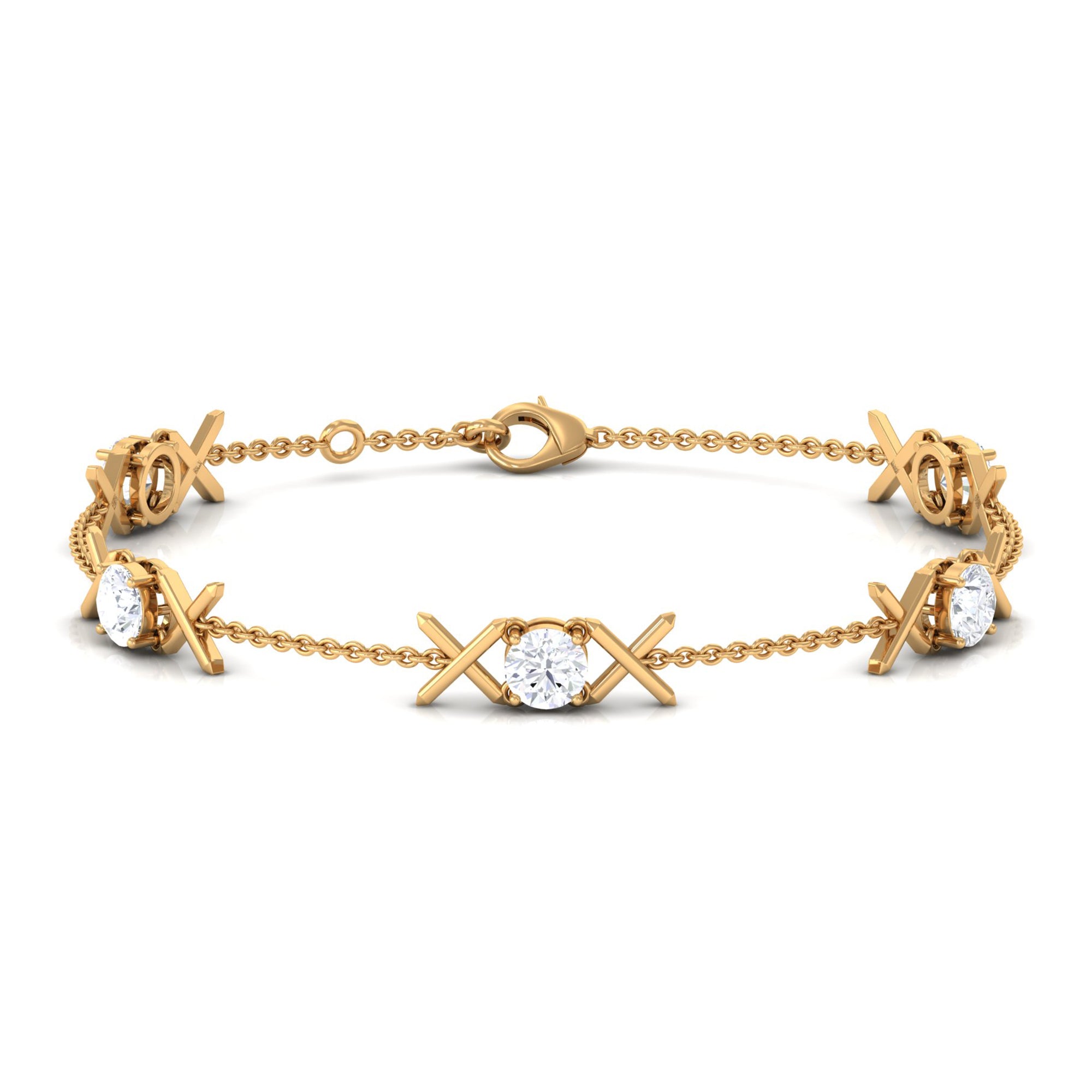 Round Lab Grown Diamond Station Chain Bracelet Lab Grown Diamond - ( EF-VS ) - Color and Clarity - Vibrant Grown Labs