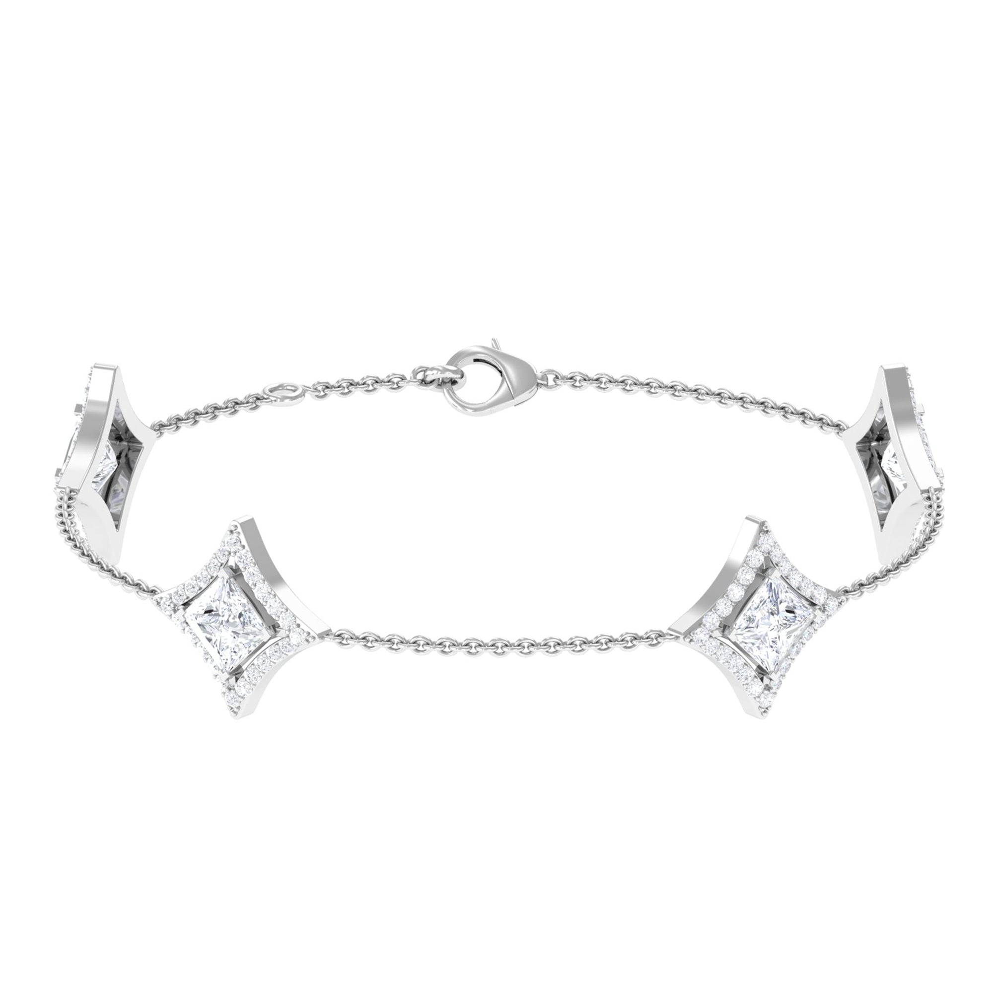 Classic Princess Cut Lab Grown Diamond Bracelet Lab Grown Diamond - ( EF-VS ) - Color and Clarity - Vibrant Grown Labs