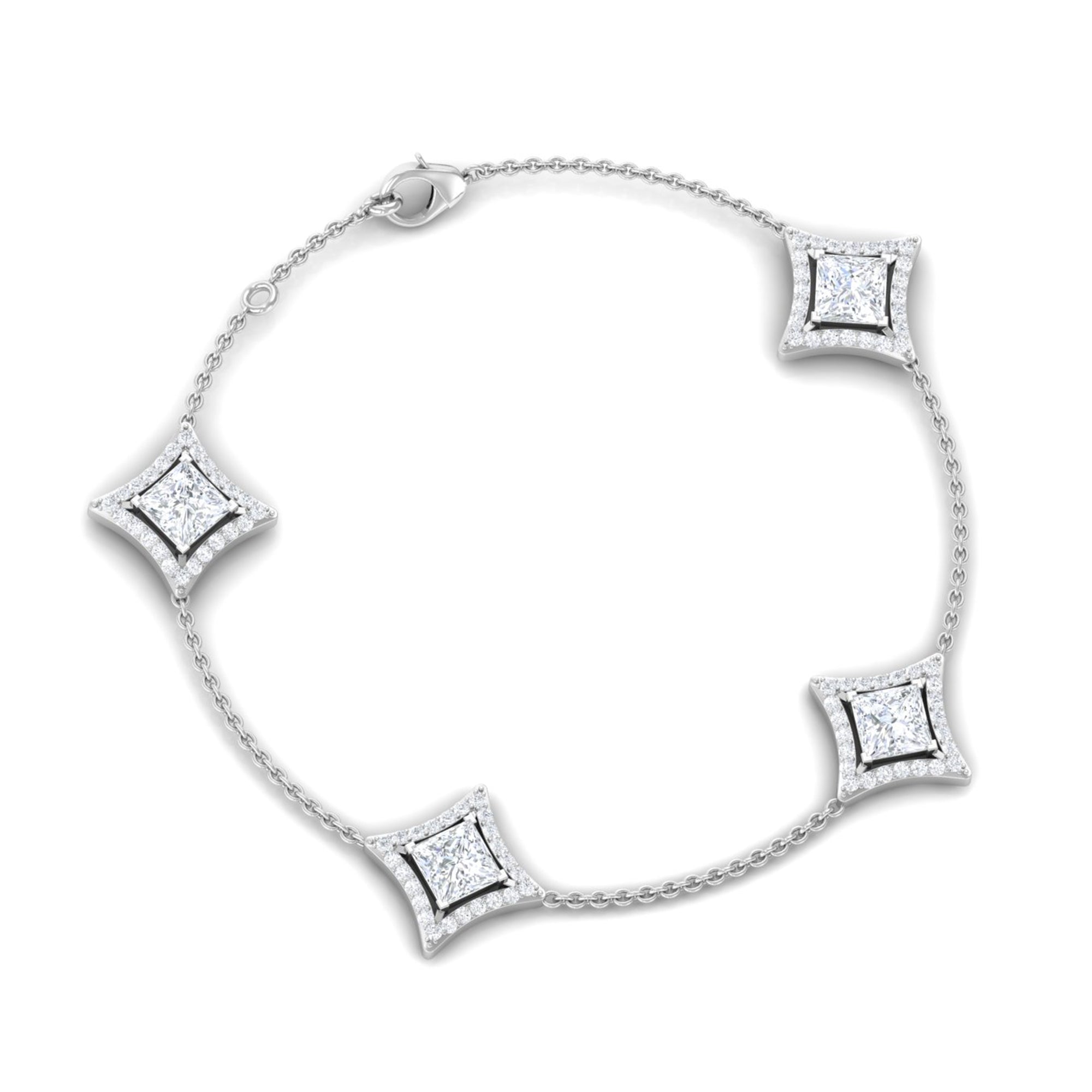 Classic Princess Cut Lab Grown Diamond Bracelet Lab Grown Diamond - ( EF-VS ) - Color and Clarity - Vibrant Grown Labs