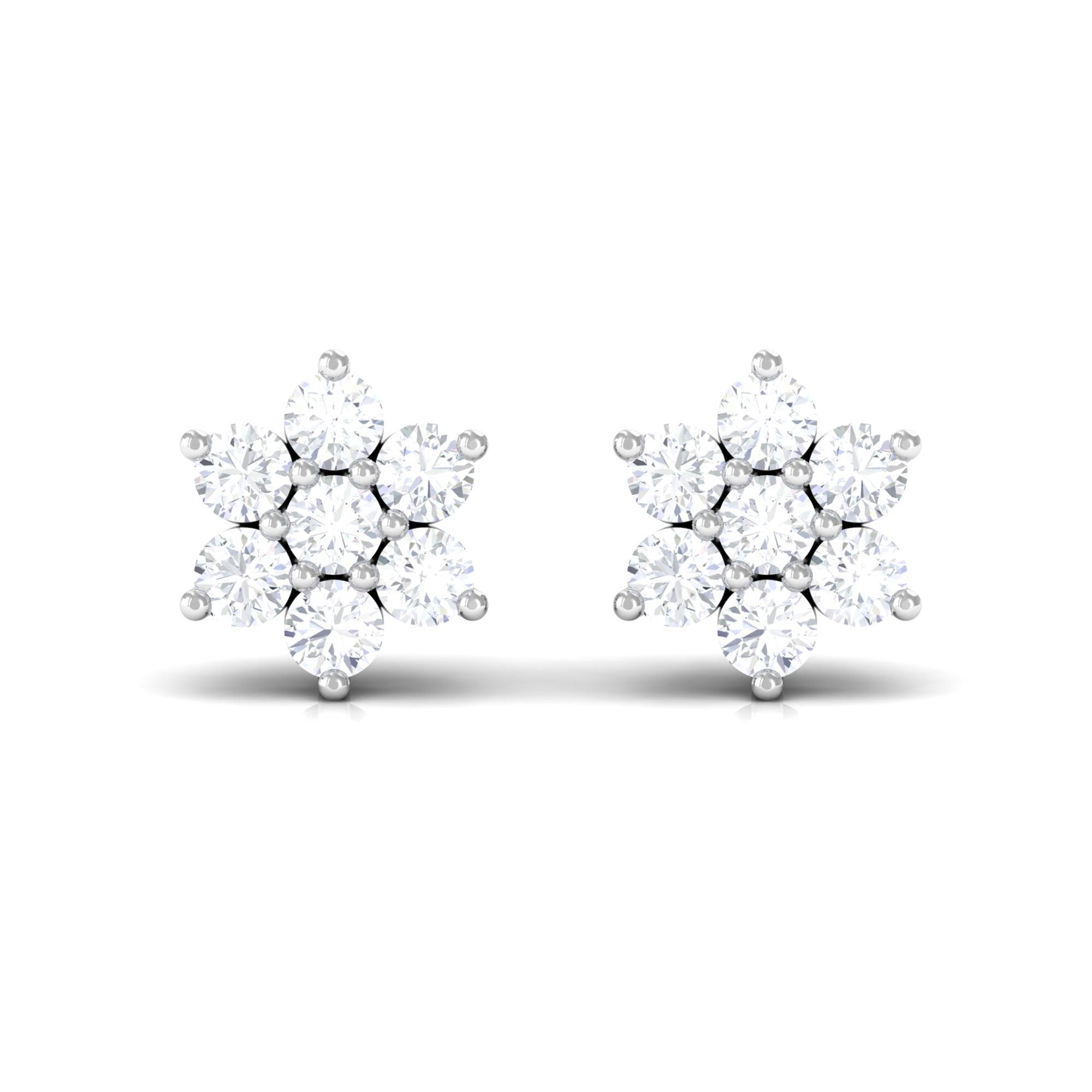 Vibrant Grown Labs-Lab Grown Diamond Floral Cluster Stud Earrings with Screw Back