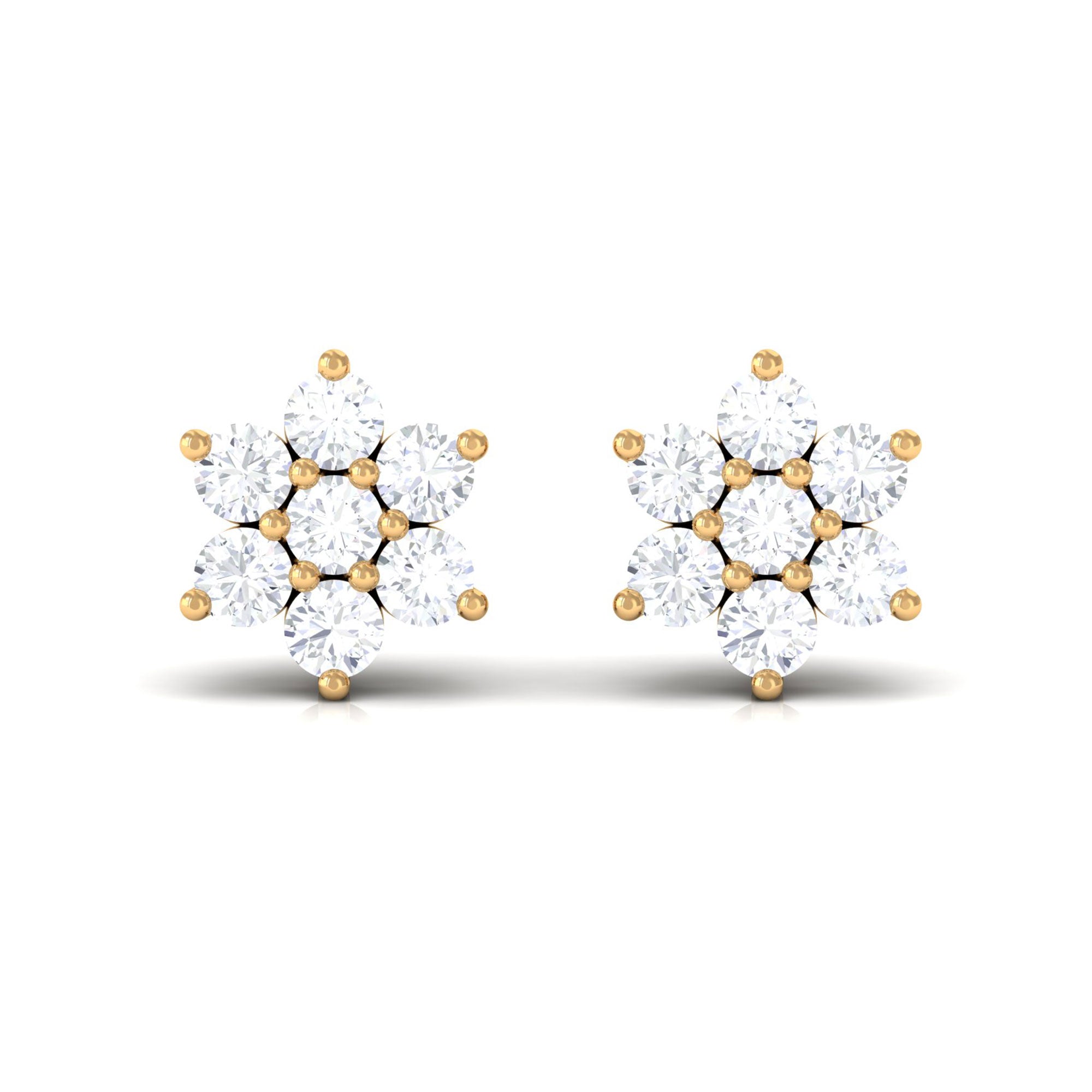 Vibrant Grown Labs-Lab Grown Diamond Floral Cluster Stud Earrings with Screw Back