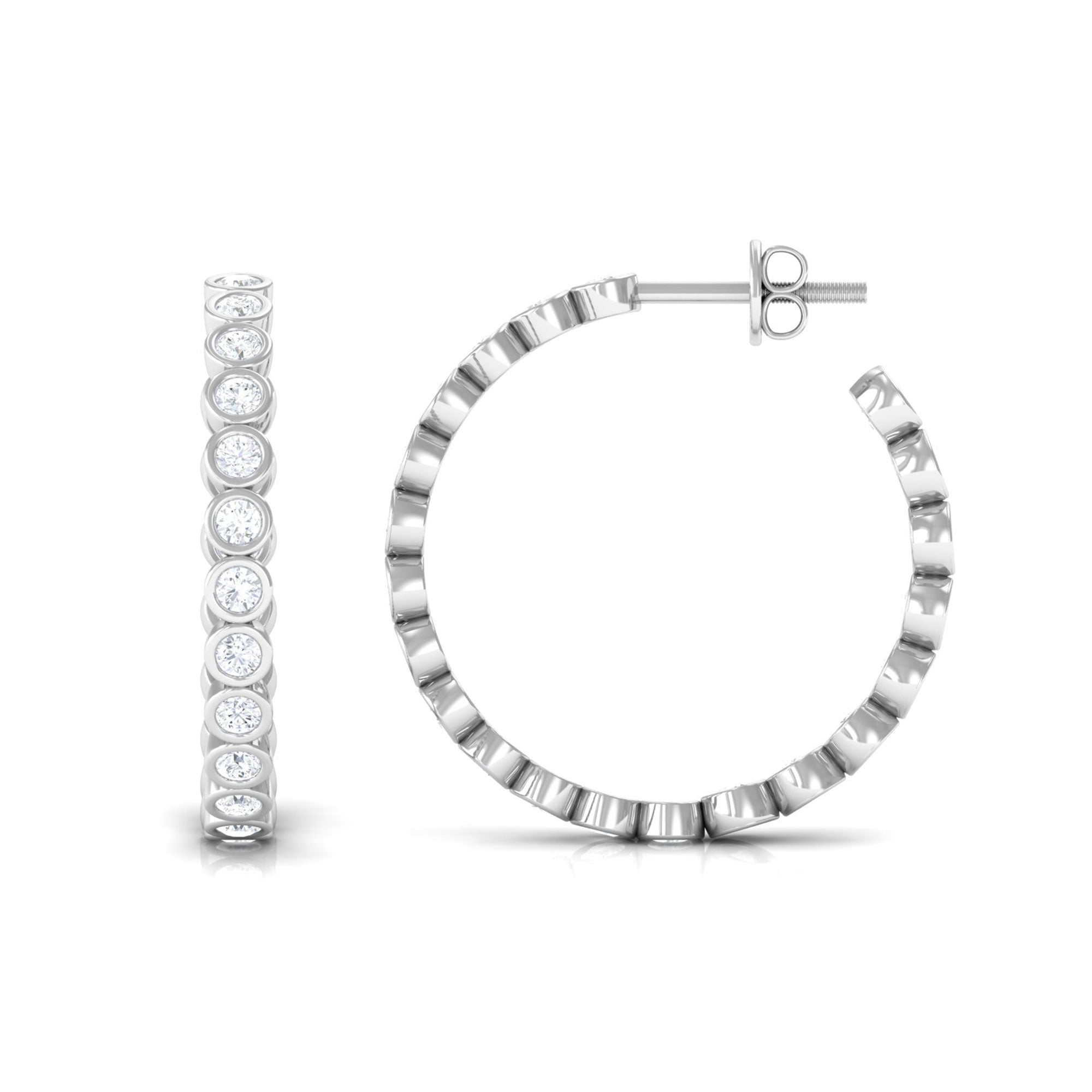 Vibrant Grown Labs-Bezel Set Lab Grown Diamond Half Hoop Earrings