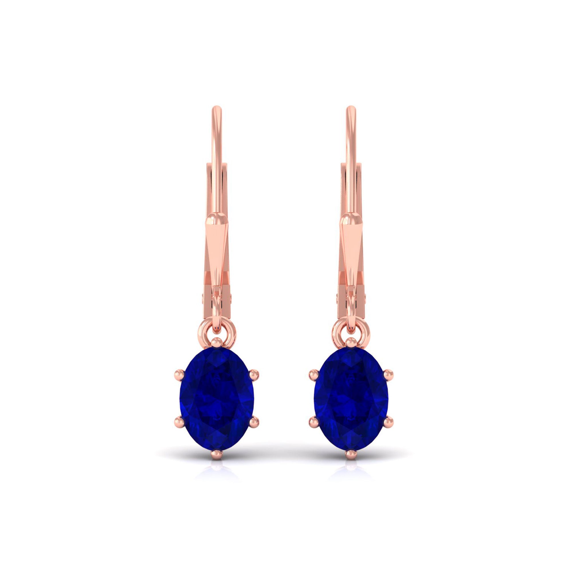 Vibrant Grown Labs-Lab Grown Blue Sapphire Solitaire Lever Back Earrings