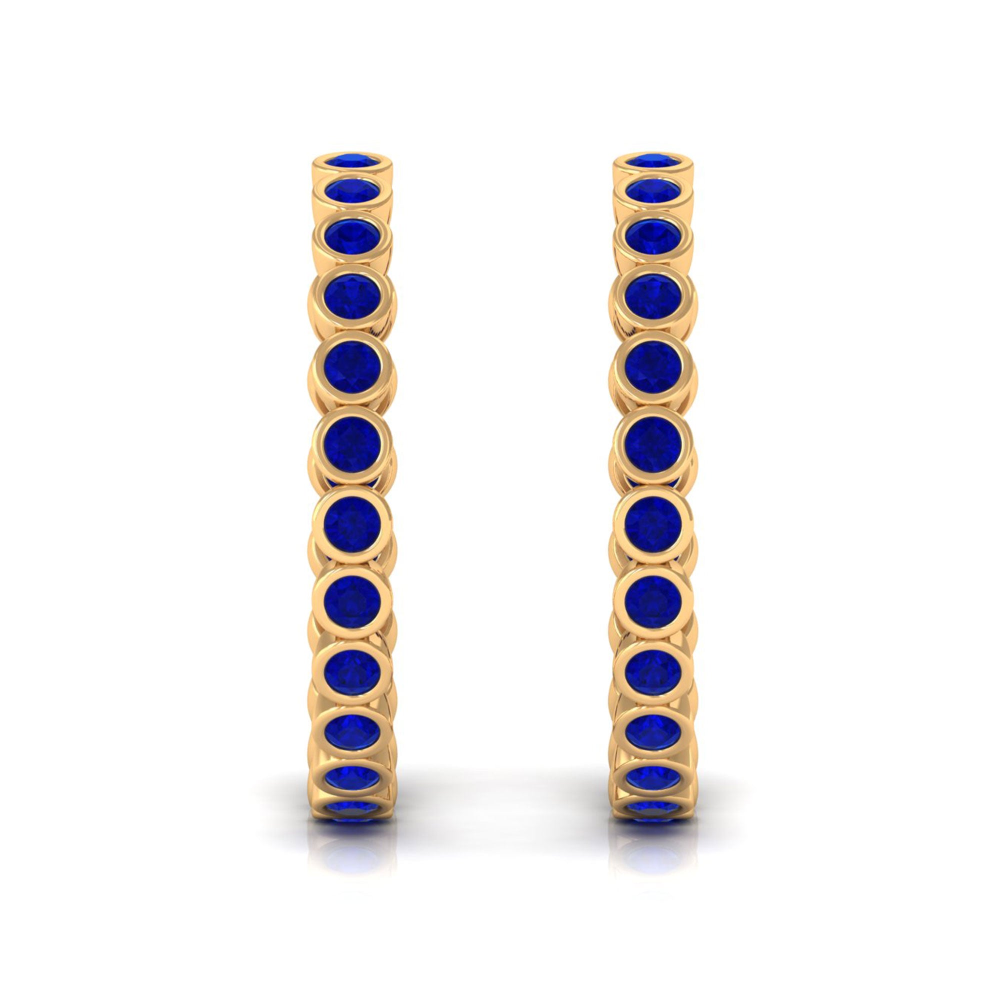 Vibrant Grown Labs-Lab Created Blue Sapphire Hoop Earrings With Screw Back