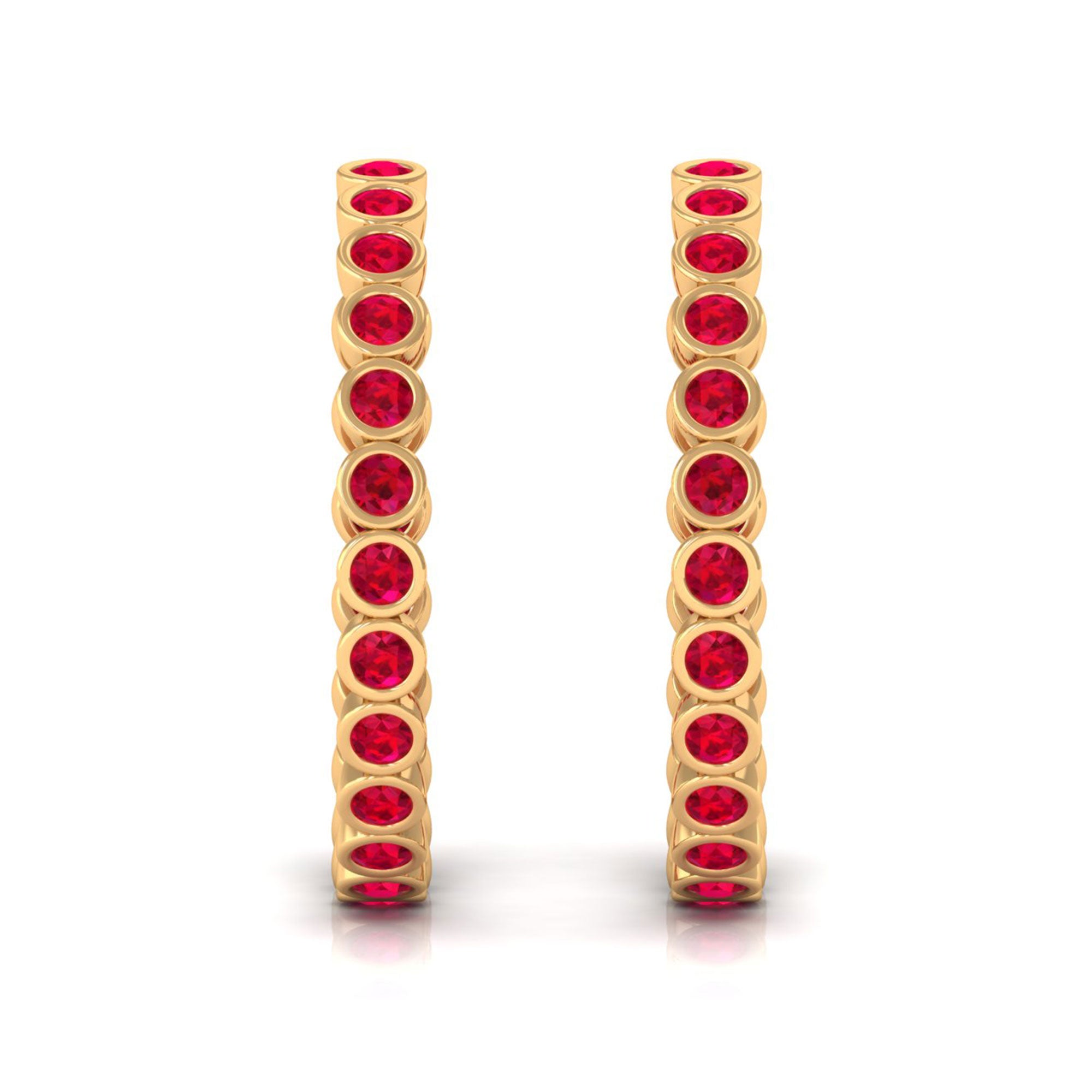 Vibrant Grown Labs-Minimal Hoop Earrings with Lab Grown Ruby