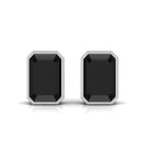 Vibrant Grown Labs-Emerald Cut Lab Grown Black Diamond Solitaire Stud Earrings