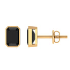 Vibrant Grown Labs-Emerald Cut Lab Grown Black Diamond Solitaire Stud Earrings