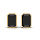 Vibrant Grown Labs-Emerald Cut Lab Grown Black Diamond Solitaire Stud Earrings