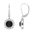 Vibrant Grown Labs-Lab Grown Black Diamond Drop Earrings with Halo