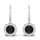 Vibrant Grown Labs-Lab Grown Black Diamond Drop Earrings with Halo