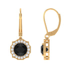 Vibrant Grown Labs-Lab Grown Black Diamond Drop Earrings with Halo