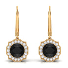 Vibrant Grown Labs-Lab Grown Black Diamond Drop Earrings with Halo