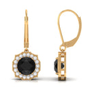 Vibrant Grown Labs-Lab Grown Black Diamond Drop Earrings with Halo