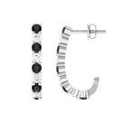 Vibrant Grown Labs-Minimal J Hoop Earrings with Lab Grown Black Diamond