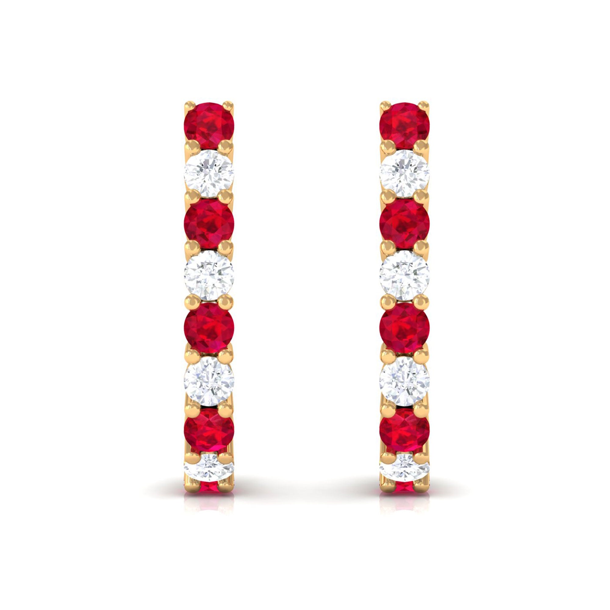 Vibrant Grown Labs-Minimal Lab Grown Ruby J Hoop Earrings