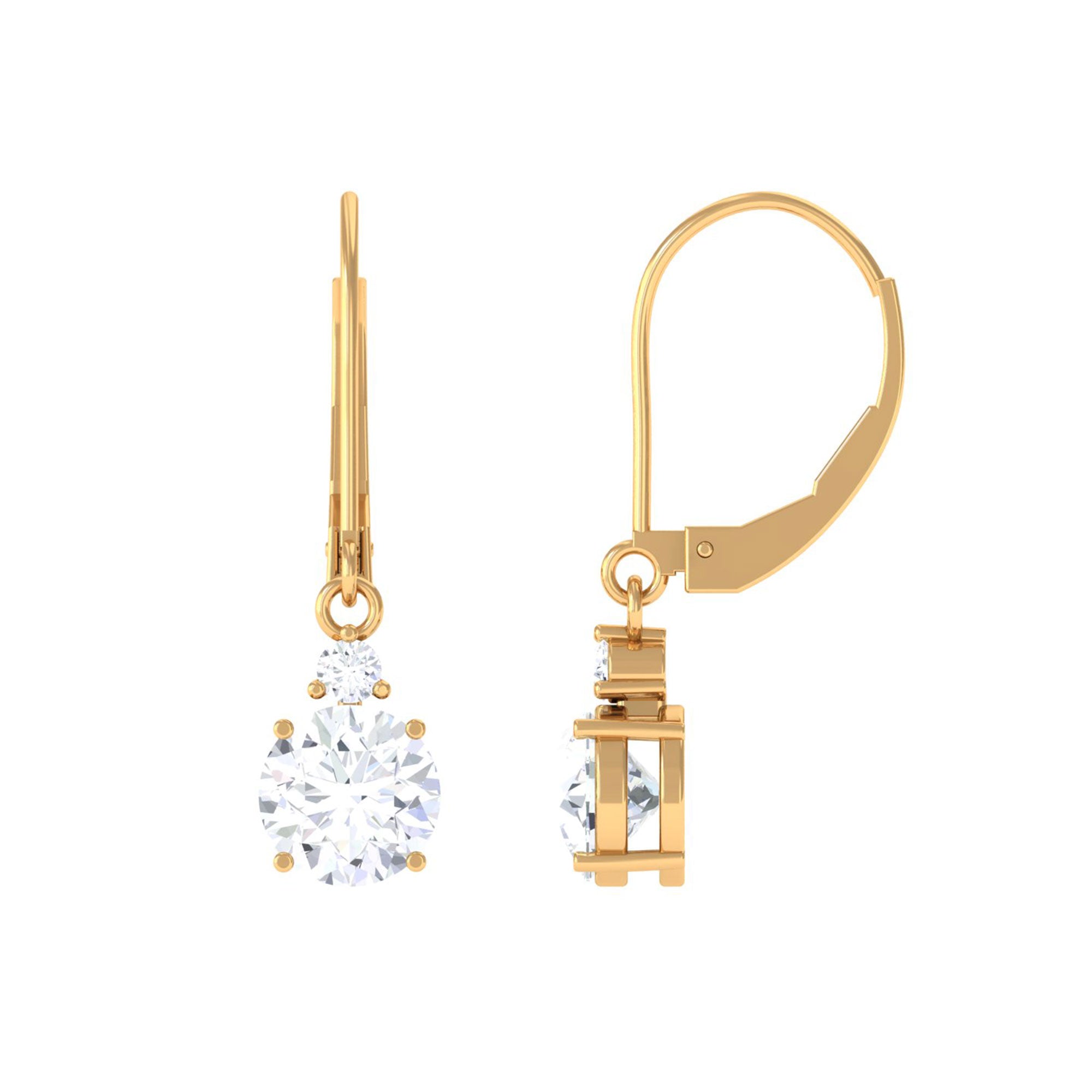 Vibrant Grown Labs-Round Shape Lab Grown Diamond Drop Earrings