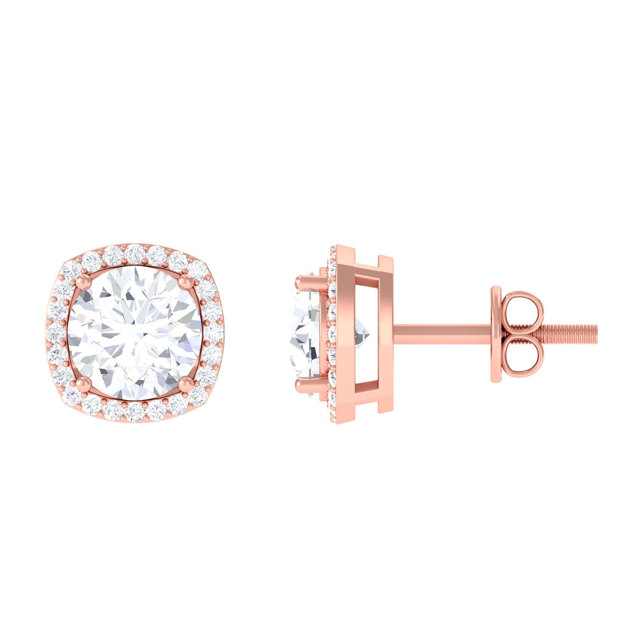 Vibrant Grown Labs-Classic Lab Grown Diamond Stud Earrings with Halo