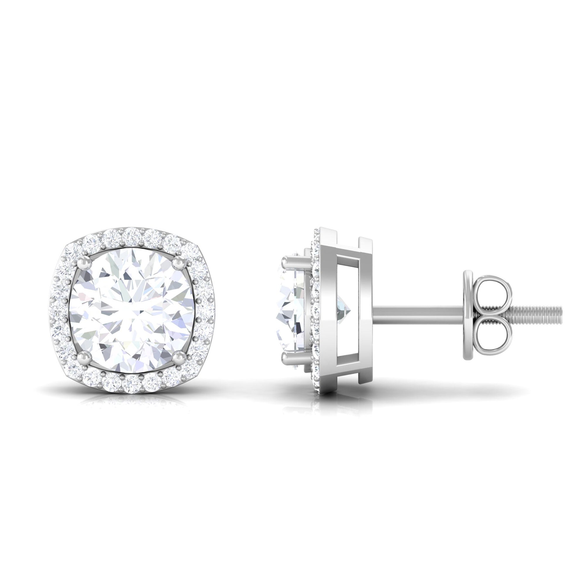 Vibrant Grown Labs-Classic Lab Grown Diamond Stud Earrings with Halo