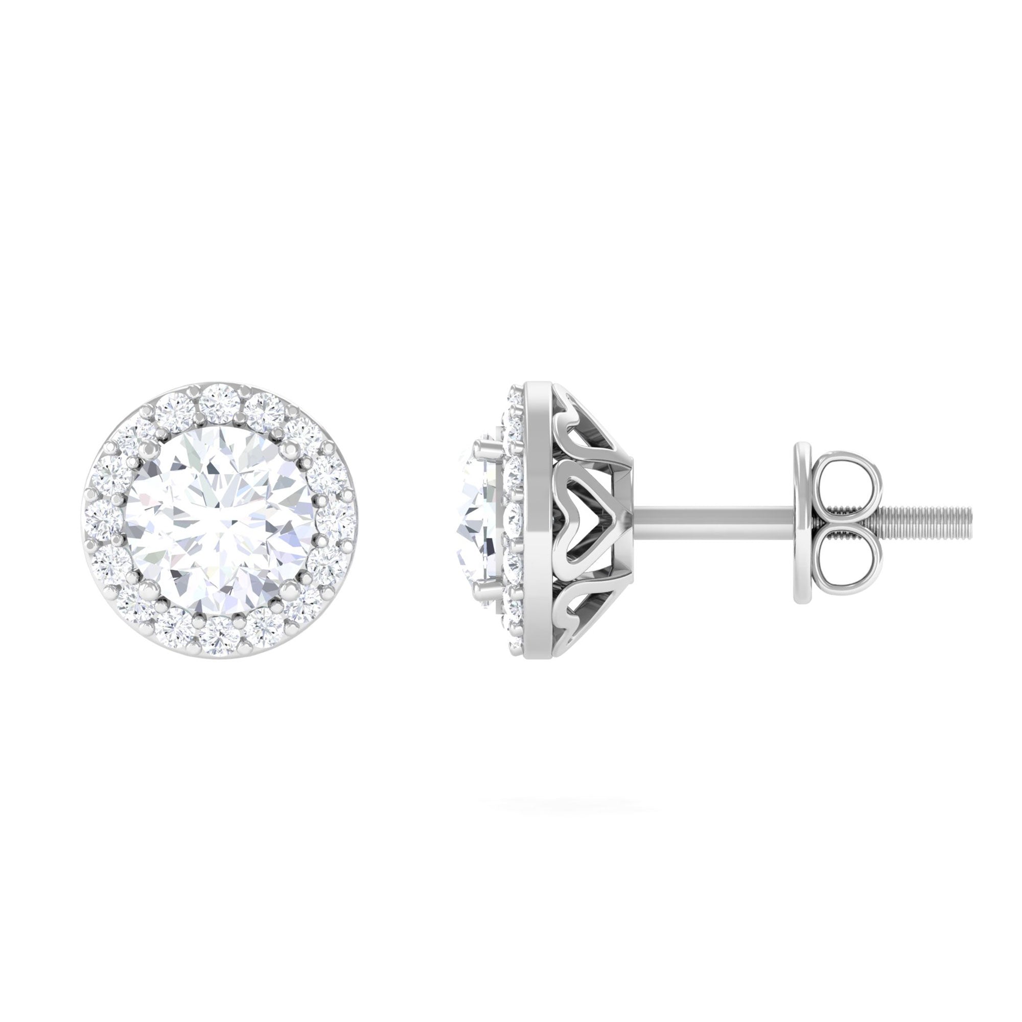 Vibrant Grown Labs-Classic Halo Stud Earrings with Lab Grown Diamond