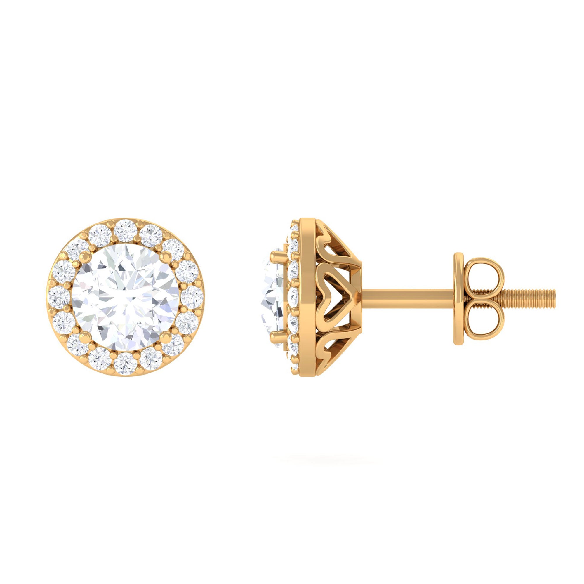 Vibrant Grown Labs-Classic Halo Stud Earrings with Lab Grown Diamond