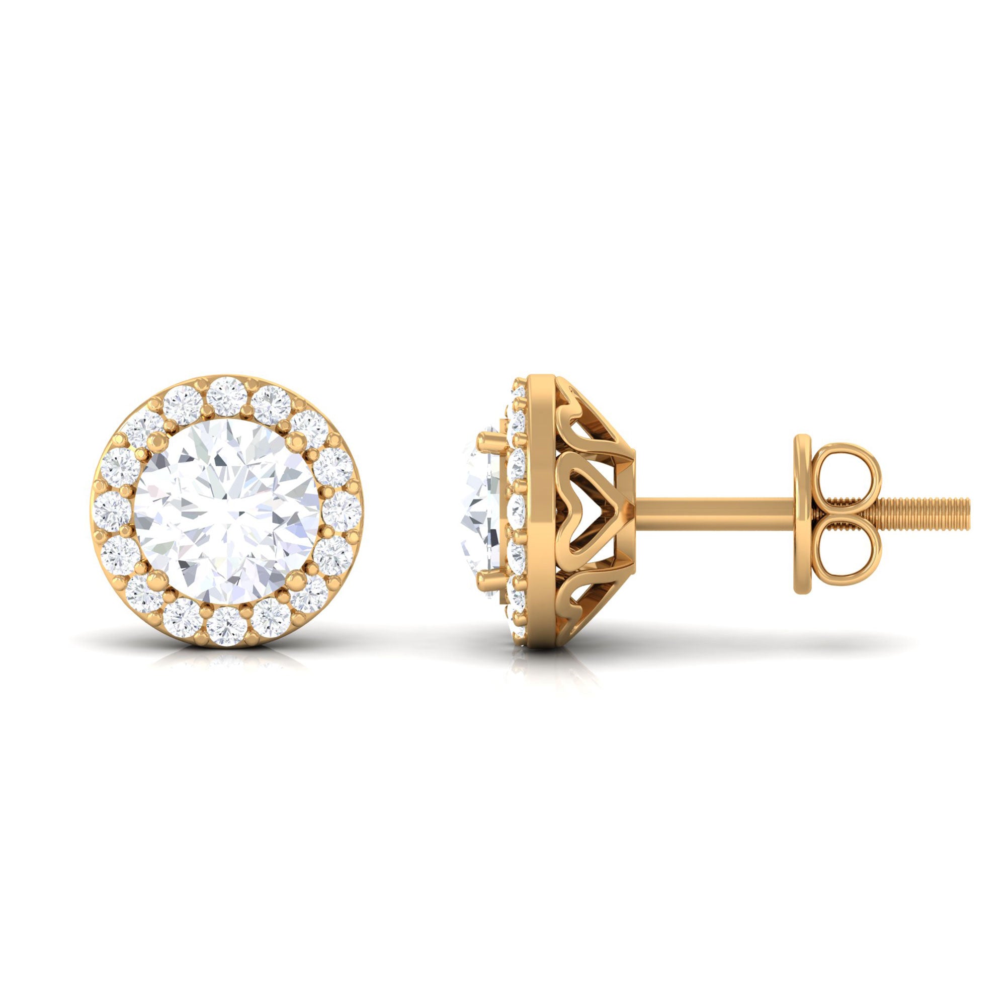 Vibrant Grown Labs-Classic Halo Stud Earrings with Lab Grown Diamond