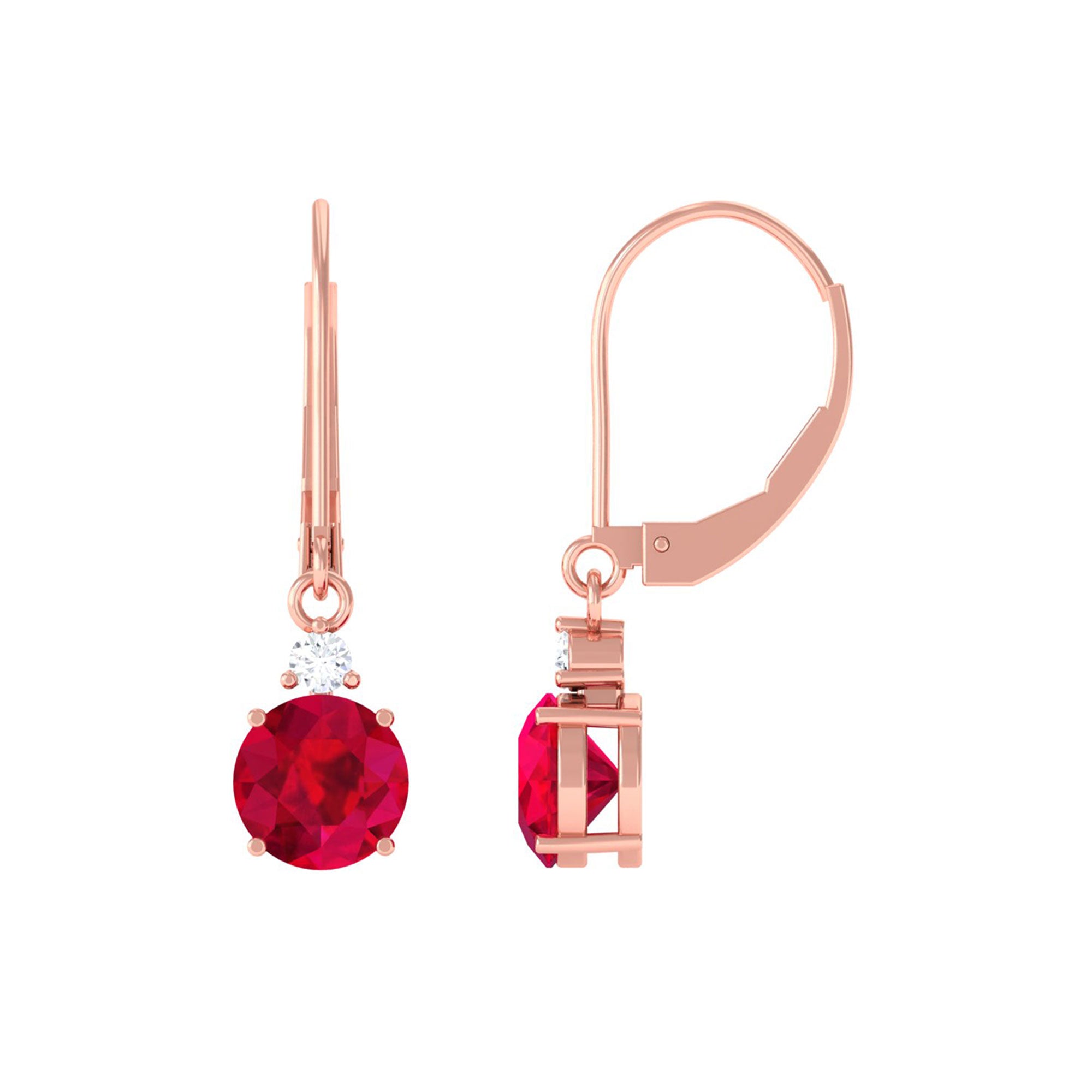 Vibrant Grown Labs-Solitaire Lab Grown Ruby Drop Earrings