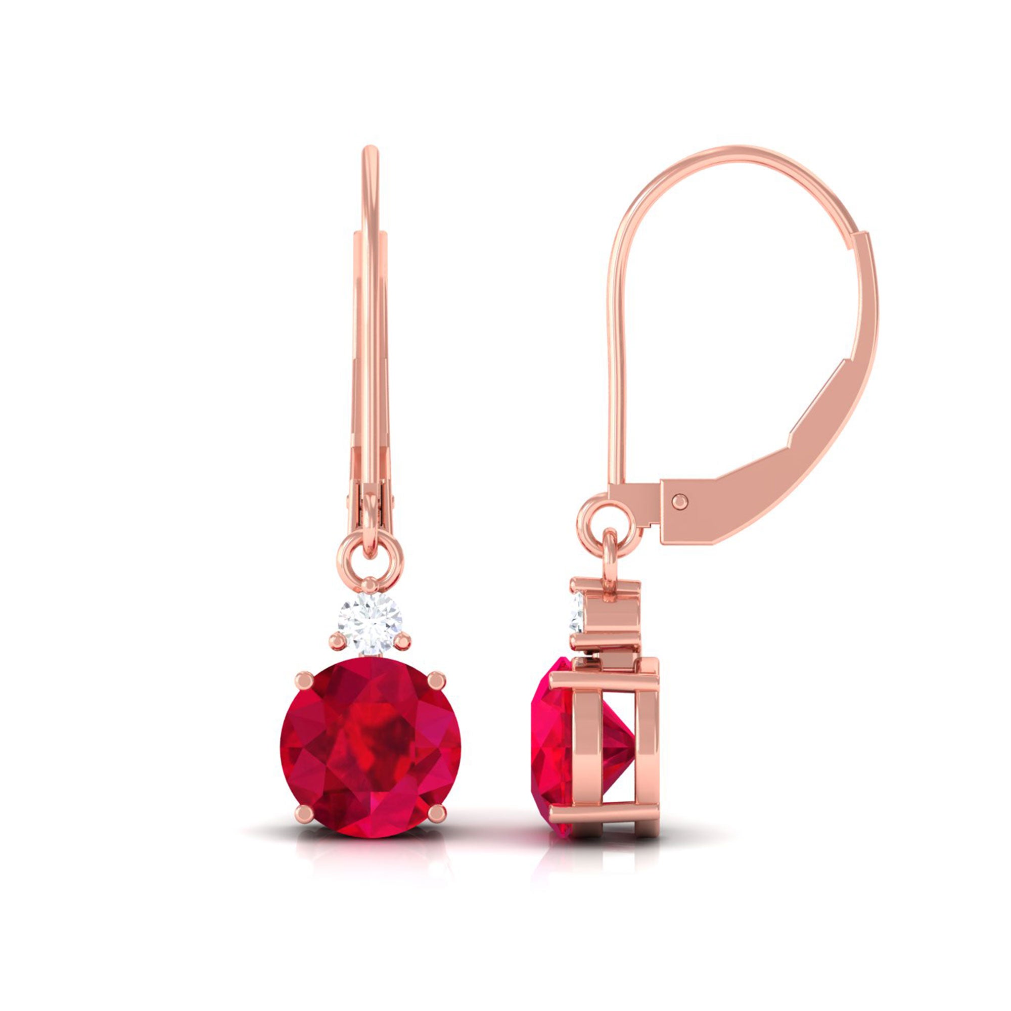 Vibrant Grown Labs-Solitaire Lab Grown Ruby Drop Earrings