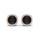 Vibrant Grown Labs-Round Lab Grown Black Diamond Statement Stud Earrings with Halo