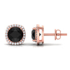 Vibrant Grown Labs-Round Lab Grown Black Diamond Statement Stud Earrings with Halo