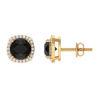 Vibrant Grown Labs-Round Lab Grown Black Diamond Statement Stud Earrings with Halo