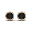 Vibrant Grown Labs-Round Lab Grown Black Diamond Statement Stud Earrings with Halo