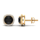 Vibrant Grown Labs-Round Lab Grown Black Diamond Statement Stud Earrings with Halo