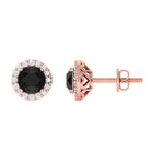 Vibrant Grown Labs-Classic Round Lab Created Black Diamond Stud Earrings with Halo