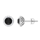 Vibrant Grown Labs-Classic Round Lab Created Black Diamond Stud Earrings with Halo