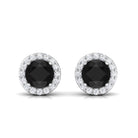 Vibrant Grown Labs-Classic Round Lab Created Black Diamond Stud Earrings with Halo