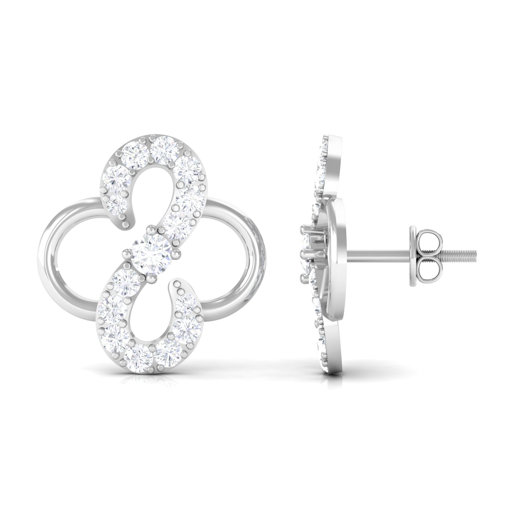 Floral Stud Earrings with Lab Grown Diamond Lab Grown Diamond - ( EF-VS ) - Color and Clarity - Vibrant Grown Labs