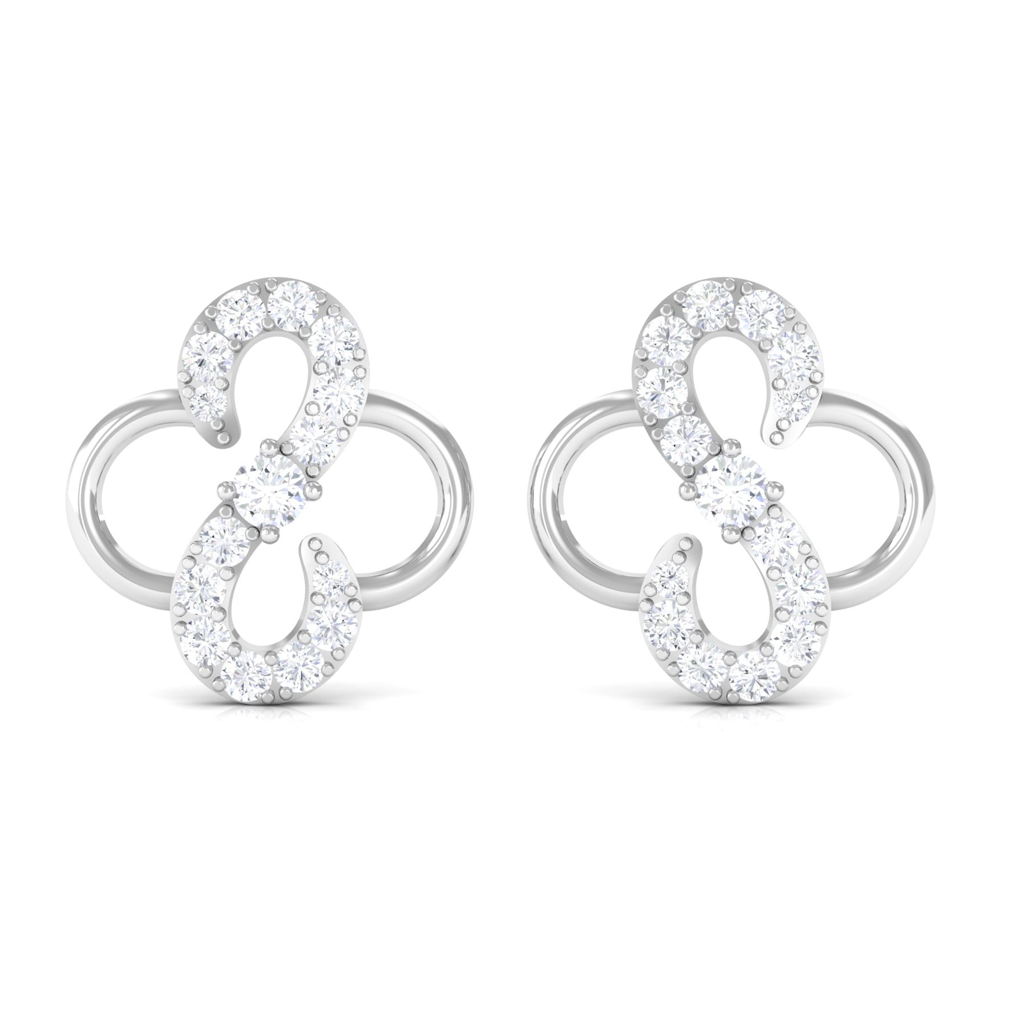 Floral Stud Earrings with Lab Grown Diamond Lab Grown Diamond - ( EF-VS ) - Color and Clarity - Vibrant Grown Labs