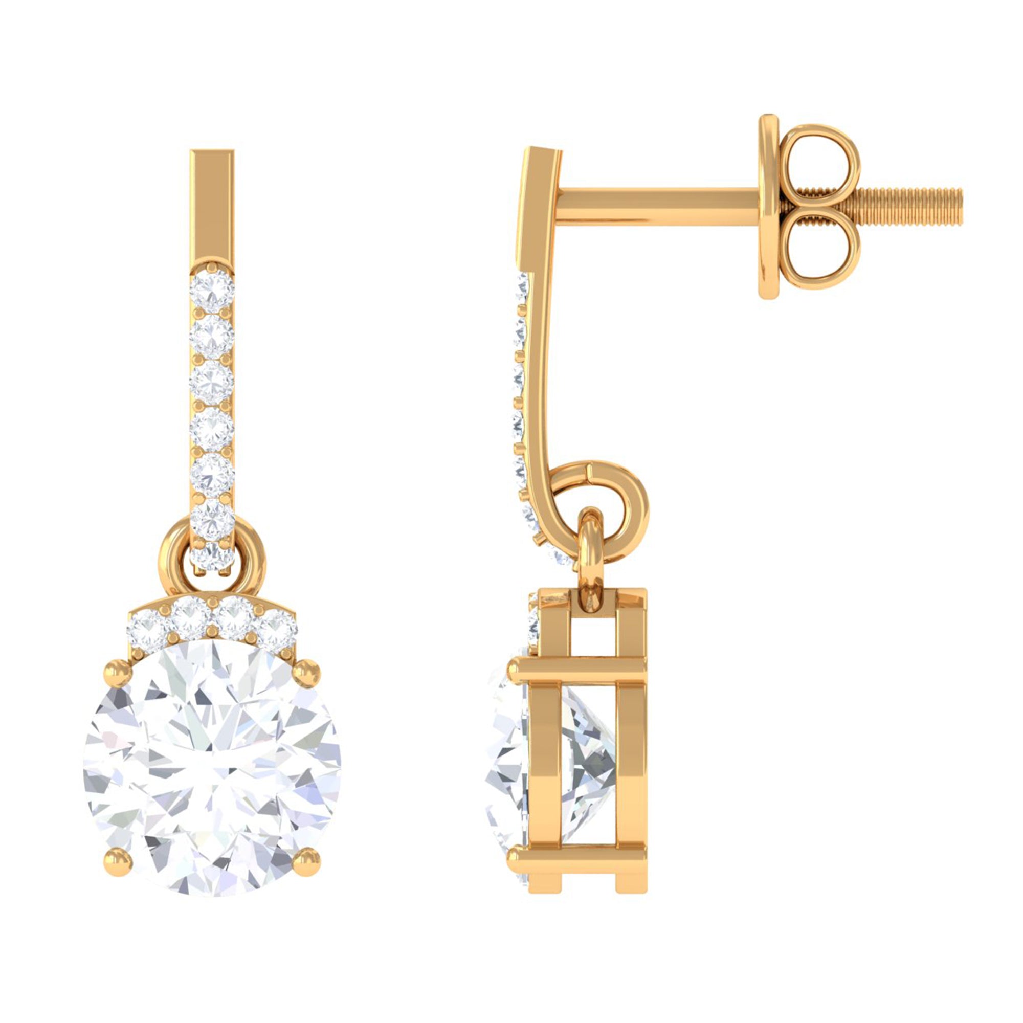 Vibrant Grown Labs-Round Lab Grown Diamond Drop Earrings