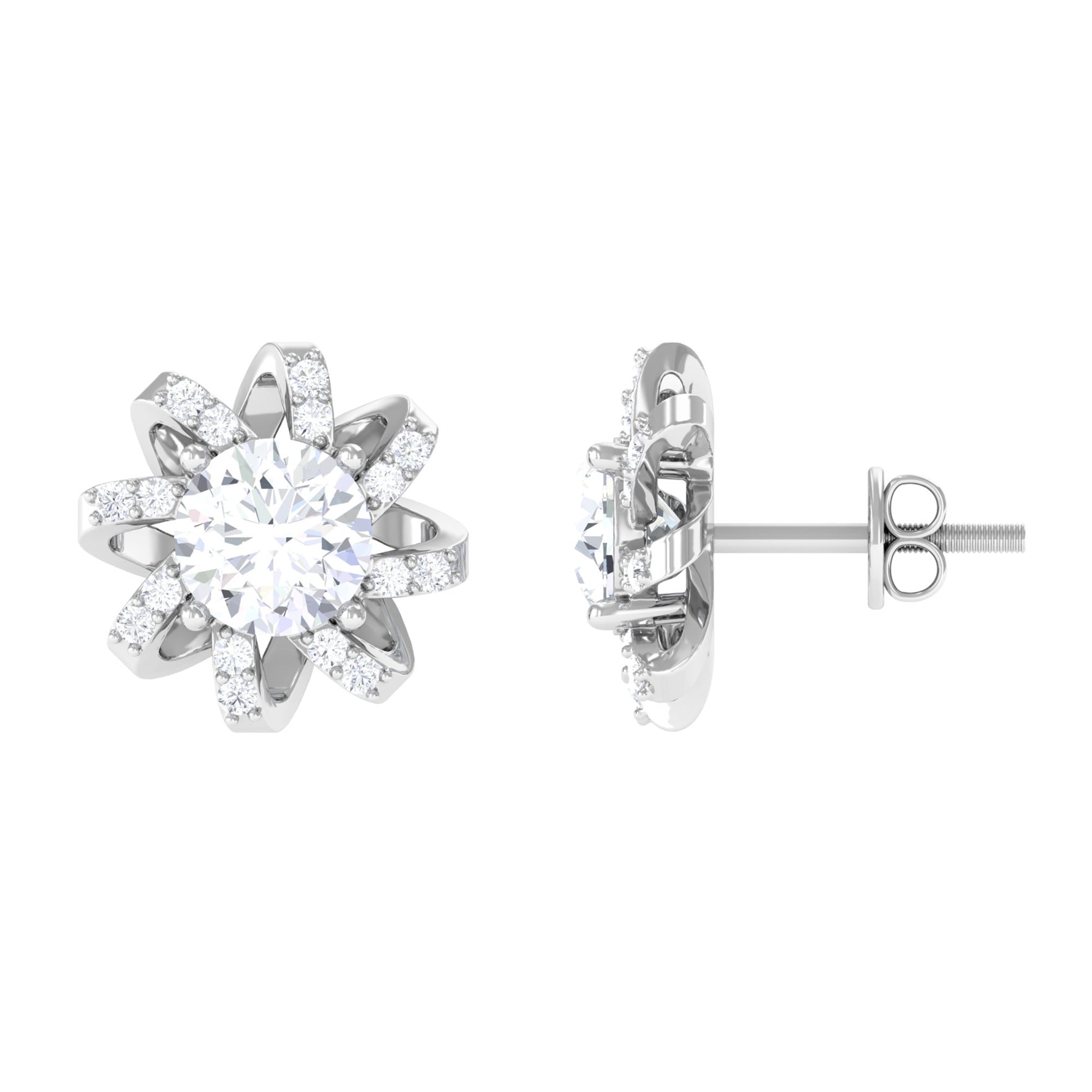 Vibrant Grown Labs-Nature Inspired Stud Earrings with Lab Grown Diamond