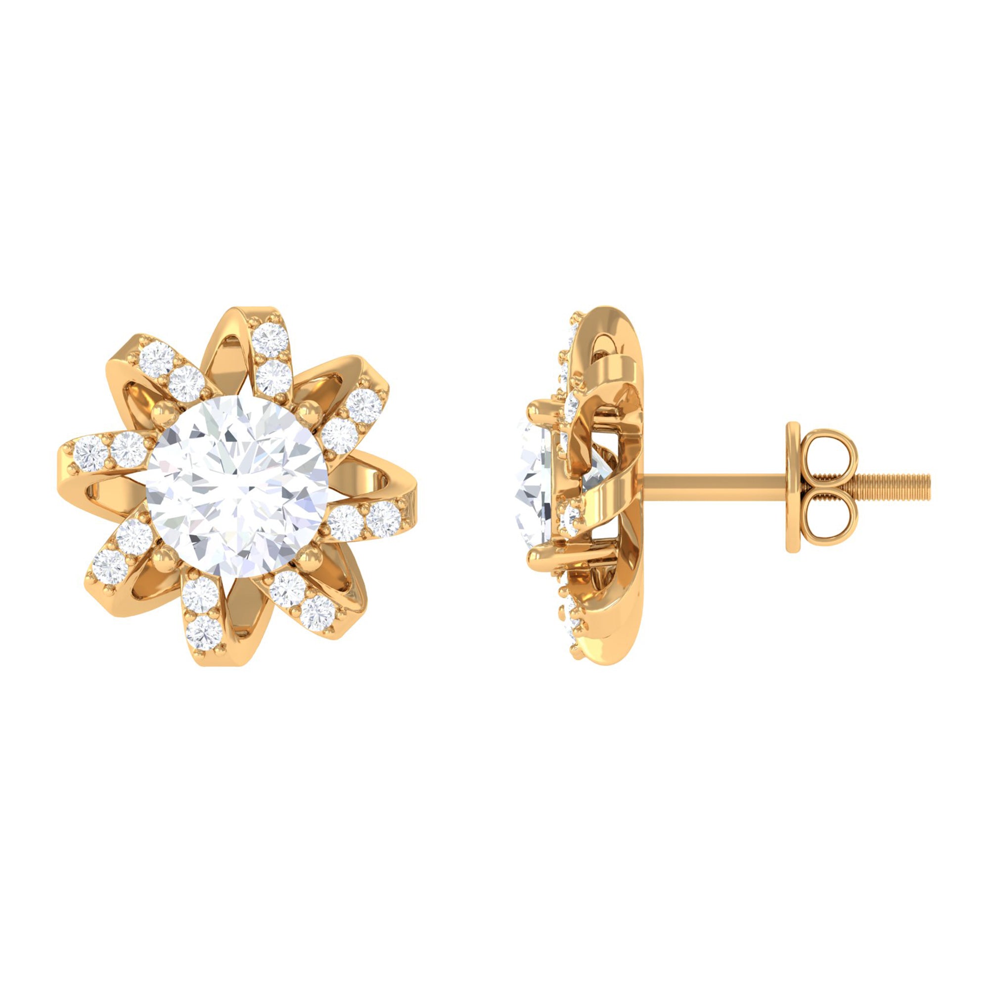 Vibrant Grown Labs-Nature Inspired Stud Earrings with Lab Grown Diamond