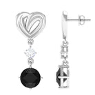 Minimal Drop Earrings with Lab Grown Black Diamond Lab Created Black Diamond - ( AAAA ) - Quality - Vibrant Grown Labs