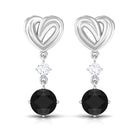 Minimal Drop Earrings with Lab Grown Black Diamond Lab Created Black Diamond - ( AAAA ) - Quality - Vibrant Grown Labs