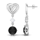 Minimal Drop Earrings with Lab Grown Black Diamond Lab Created Black Diamond - ( AAAA ) - Quality - Vibrant Grown Labs