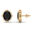 Vibrant Grown Labs-Oval Lab Grown Black Diamond Stud Earrings with Halo