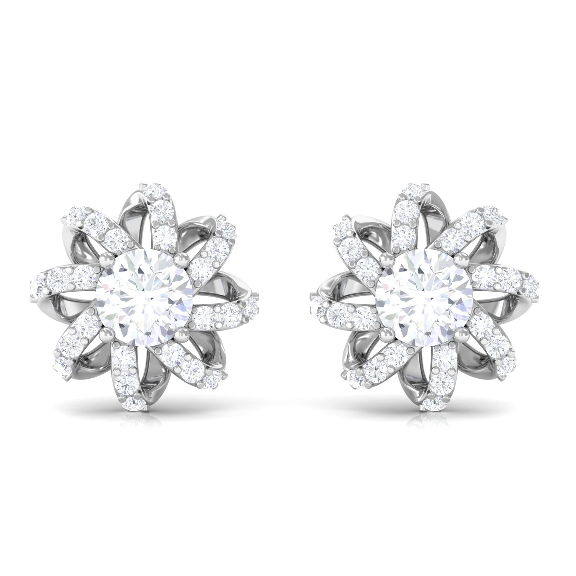 Vibrant Grown Labs-Nature Inspired Stud Earrings with Lab Grown Diamond