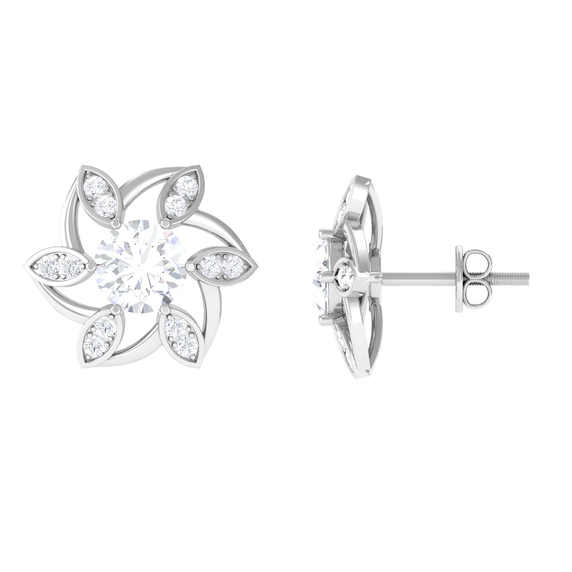 Vibrant Grown Labs-Lab Grown Diamond Floral Stud Earrings