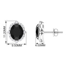 Vibrant Grown Labs-Oval Lab Grown Black Diamond Stud Earrings with Halo