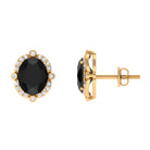 Vibrant Grown Labs-Oval Lab Grown Black Diamond Stud Earrings with Halo