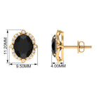 Vibrant Grown Labs-Oval Lab Grown Black Diamond Stud Earrings with Halo