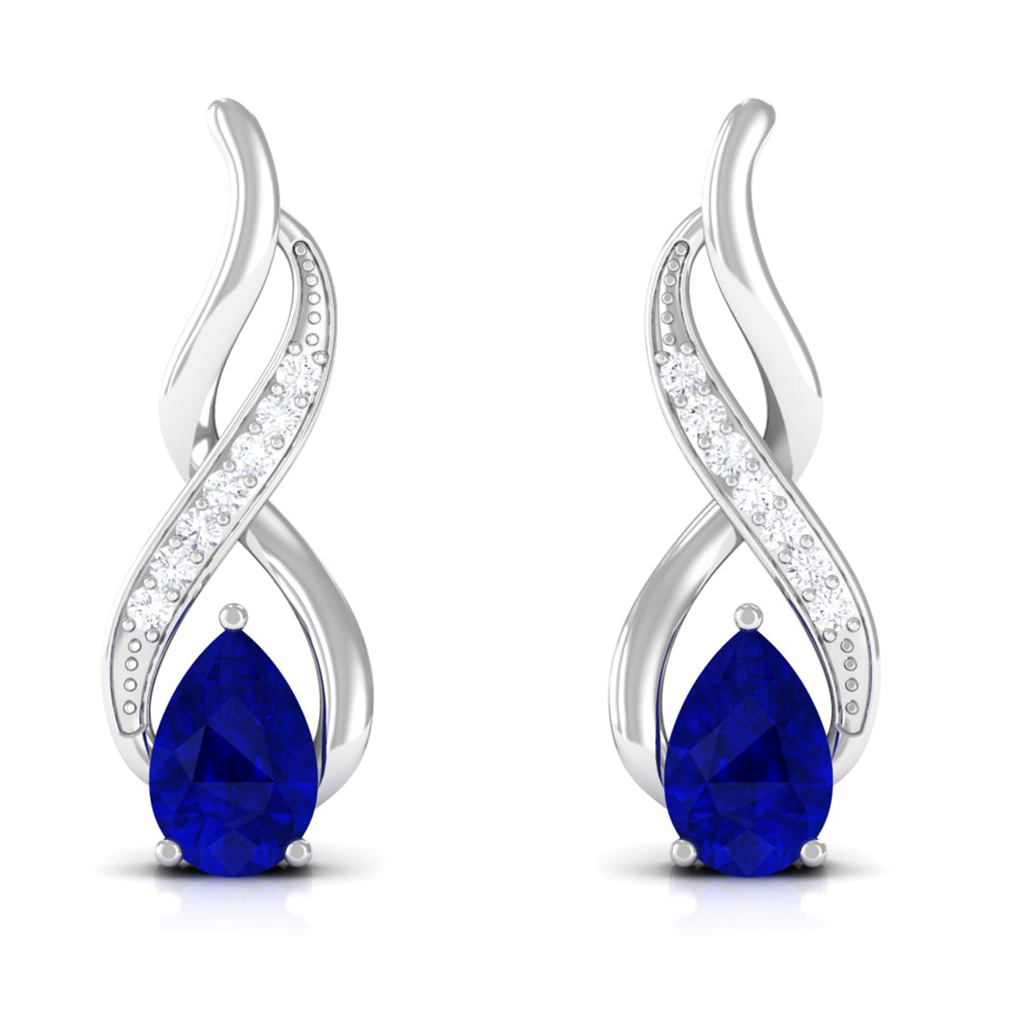 Vibrant Grown Labs-Minimal Infinity Drop Earrings with Lab Grown Blue Sapphire